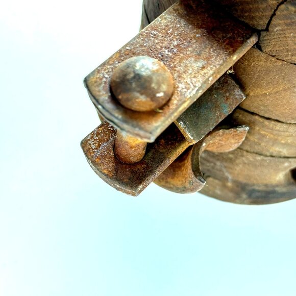 Antique Wooden Double Pulley Block w/ Metal Hook Rustic Farmhouse Barn Decor - Picture 7 of 14